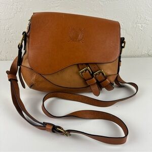 Ralph Lauren Larchmont Leather Saddle Crossbody Buckle Accents